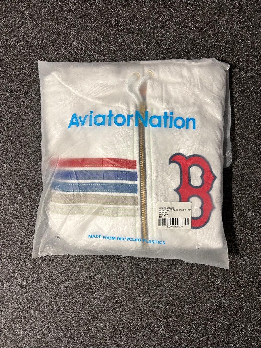 New! Aviator Nation Red Sox 5 Stripe Zip Hoosie